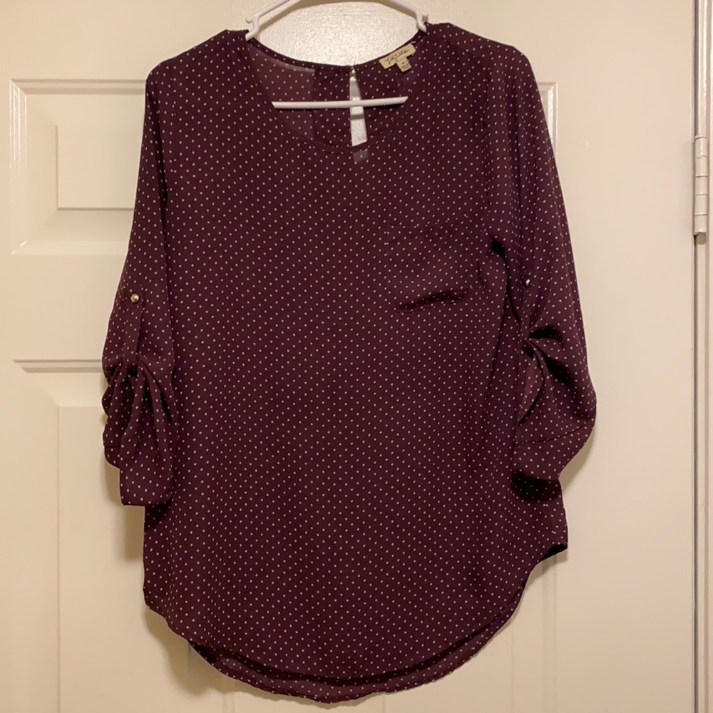 Purple polka dot blouse
